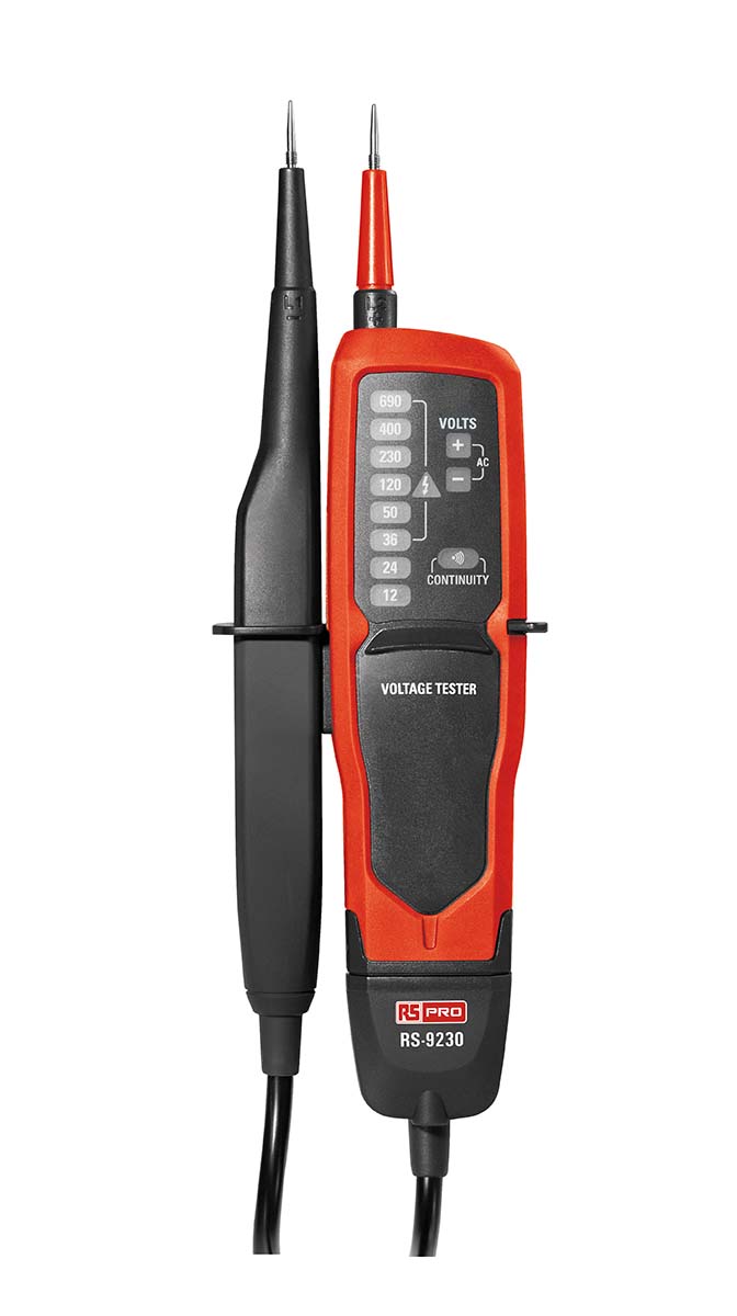 RS PRO DT-9230, LED Voltage tester, 600V ac/dc, Continuity Check, Battery Powered, CAT III 1000V