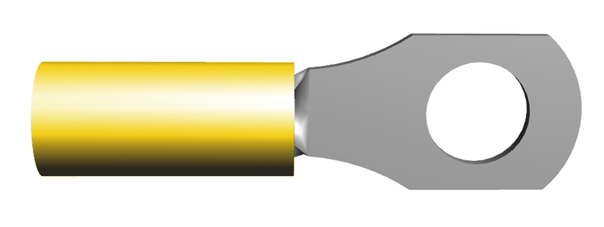 TE Connectivity, PLASTI-GRIP Insulated Ring Terminal, M6 (1/4) Stud Size, 2.6mm² to 6.6mm² Wire Size, Yellow