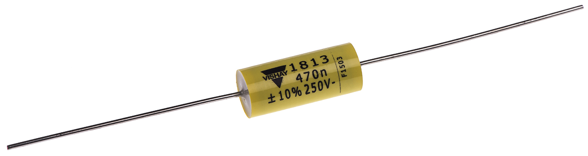 Vishay MKT 1813 Metallised Polyester Film Capacitor, 160 V ac, 250 V dc, ±10%, 470nF, Through Hole