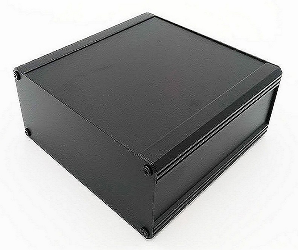 RS PRO Black Extruded Aluminium Heat Sink Case, IP40, Black Lid, 200 x 100 x 175mm