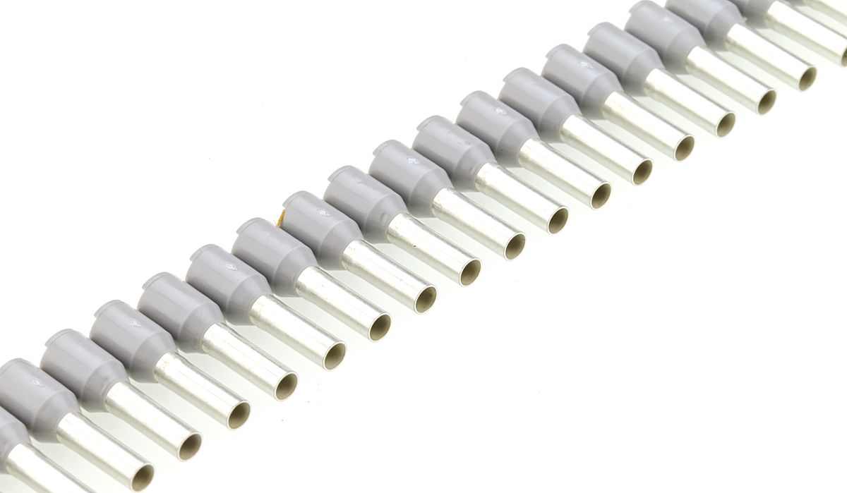 Weidmuller Insulated Crimp Bootlace Ferrule, 2.5mm² Wire Size, Grey