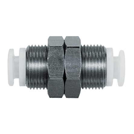 SMC KG Series Bulkhead Union, Push In 6 mm to Push In 6 mm, Tube-to-Tube Connection Style