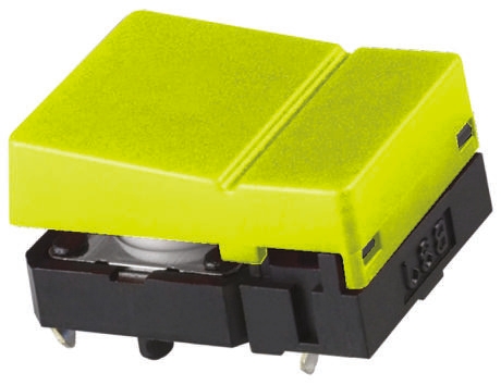 Omron Yellow Button Tactile Switch, SPST 50 mA @ 24 V dc 6.8mm Through Hole