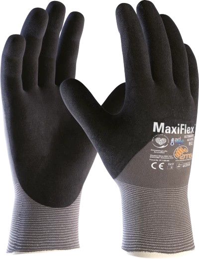 ATG MaxiFlex Ultimate Grey Nylon, Spandex Nylon, Spandex Work Gloves, Size 7, NBR Coating