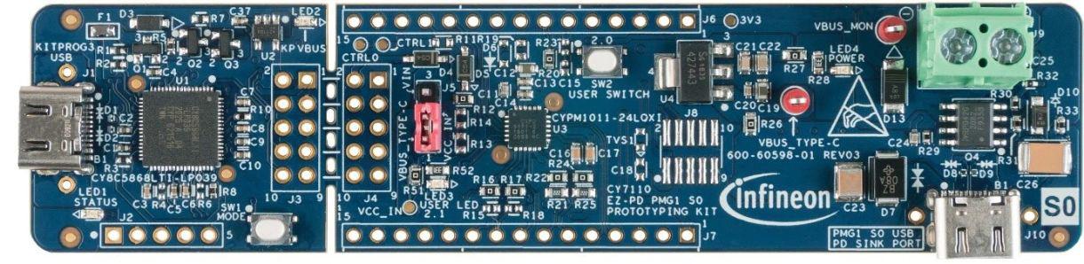 Infineon EZ-PD PMG1-S0 Prototyping Kit CYPM1011-24LQXI Evaluation Board for Microcontroller CY7110