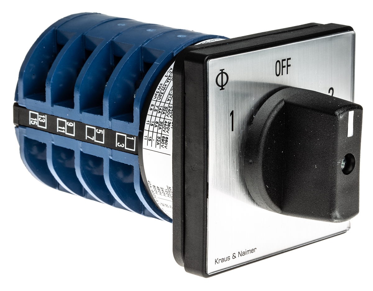 Kraus & Naimer, 4P 3 Position Double Throw Cam Switch, 32A