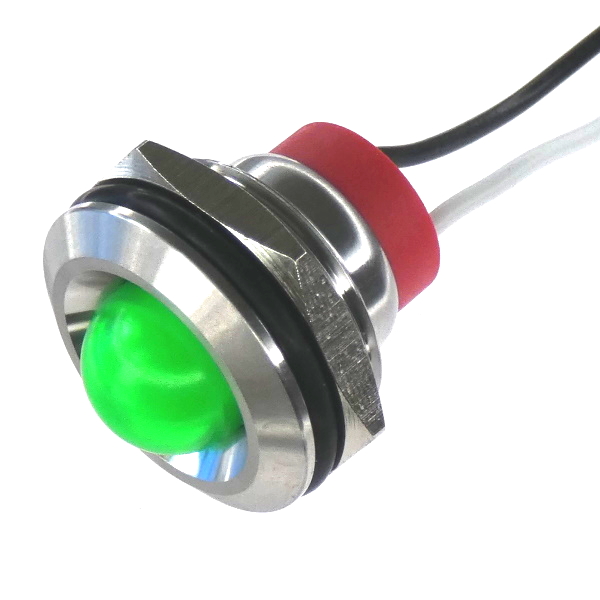 CML Innovative Technologies PL19SL Series Green Panel LED, 240V, 19mm Mounting Hole Size, Lead Wires Termination, IP67