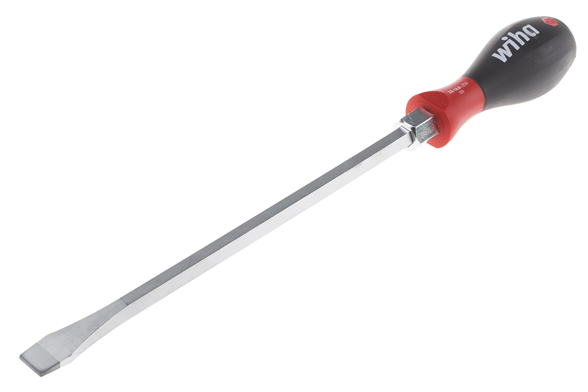 Wiha Slotted  Screwdriver, 14 mm Tip, 250 mm Blade, 371 mm Overall