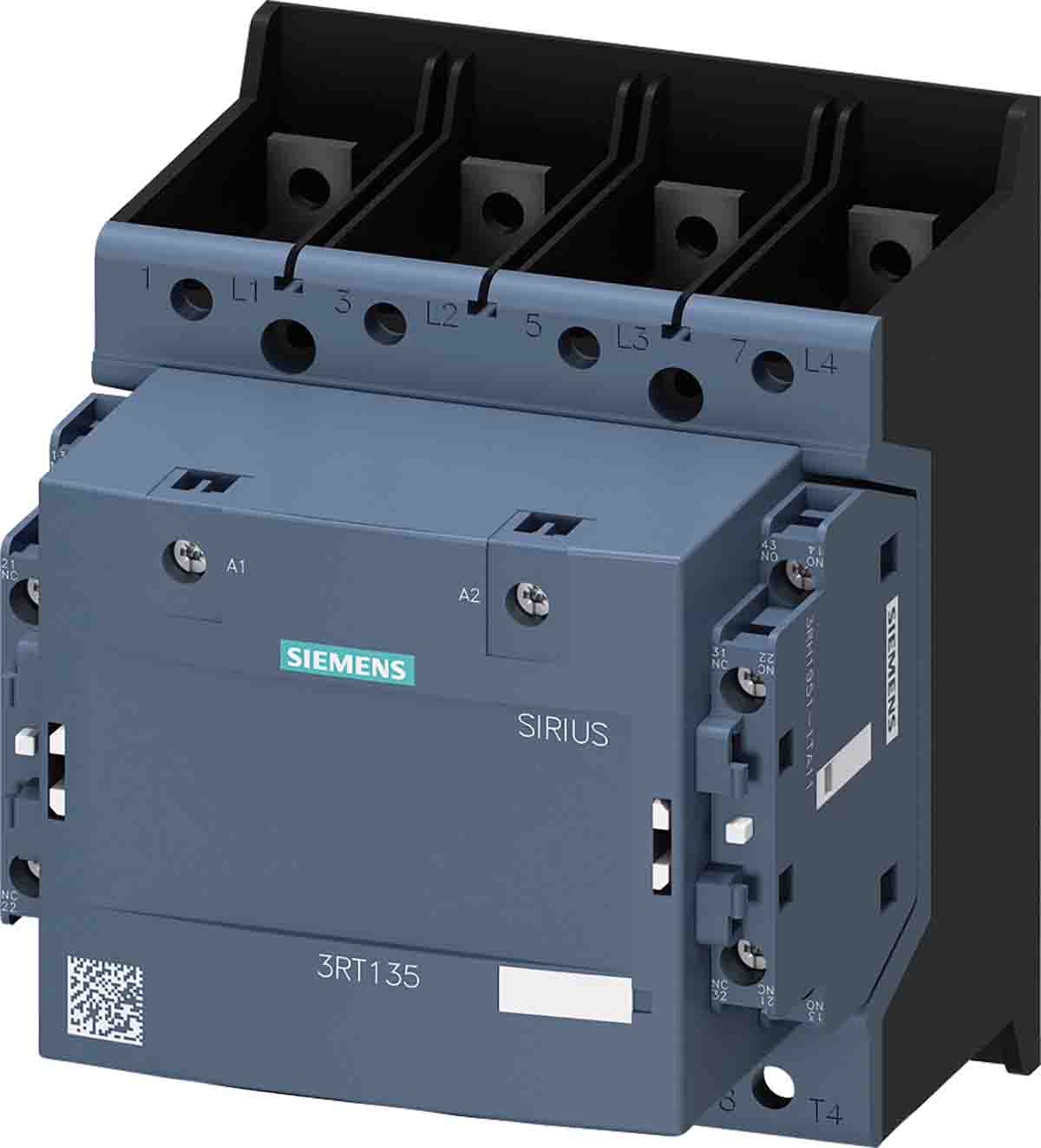 Siemens SIRIUS 3RT Size S6, 3RT13 Contactor, 250 V ac Coil, 4-Pole, 200 A, 75 kW, 4NO