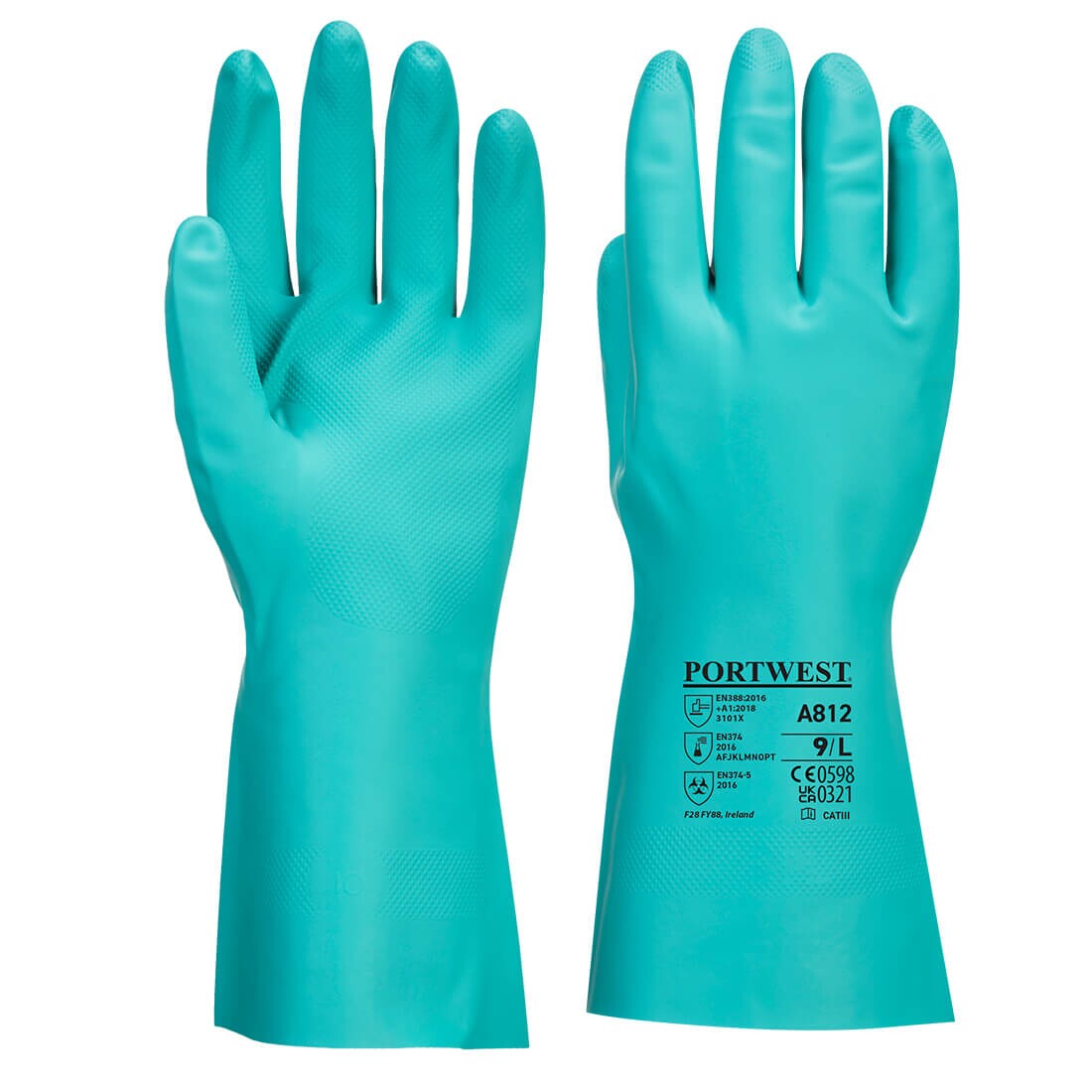 Portwest Green Nitrile, Cotton Glove 330 mm