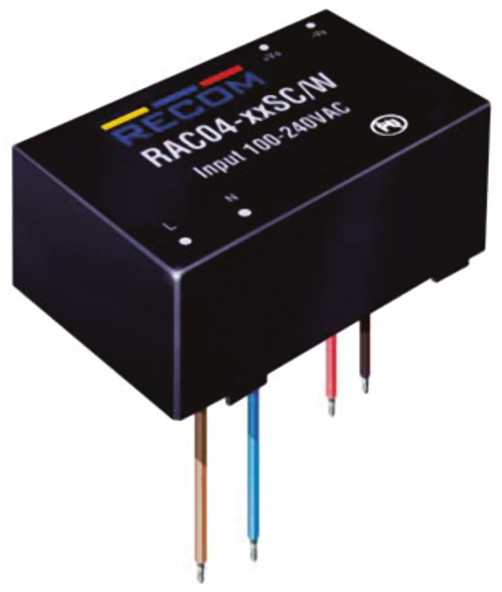 Recom Switching Power Supply, RAC04-24SC/W, 24V dc, 167mA, 4W, 1 Output, 115 → 370 V dc, 80 → 264V ac