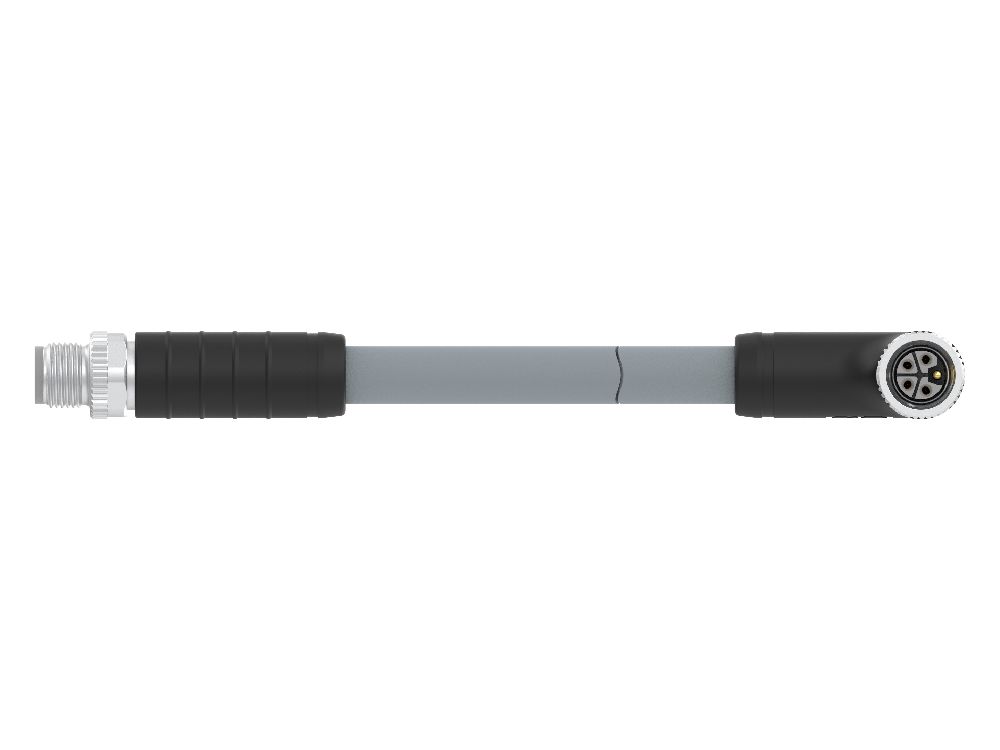 TE Connectivity Male 4 way M12 to Female 4 way M12 Sensor Actuator Cable, 5 m