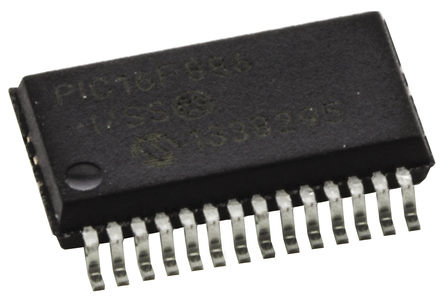 Microchip PIC16F886-I/SS, 8 bit PIC, PIC16F886 Microcontroller, 40 MHz, 14kB FLASH, 28-Pin SSOP