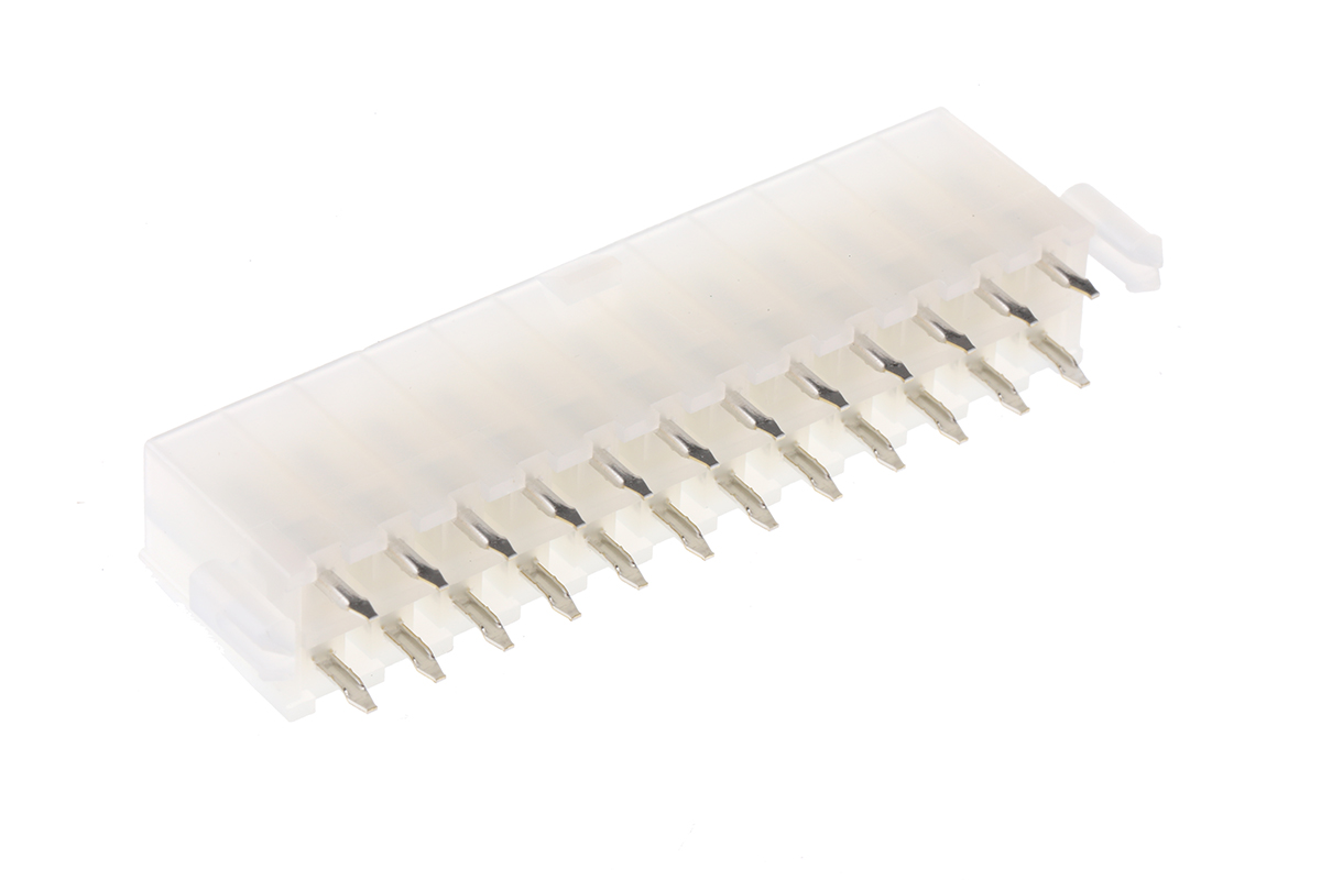 Molex Mini-Fit Jr Series Straight Through Hole PCB Header, 24 Contact(s), 4.2 mm Pitch, 2 Row, Shrouded