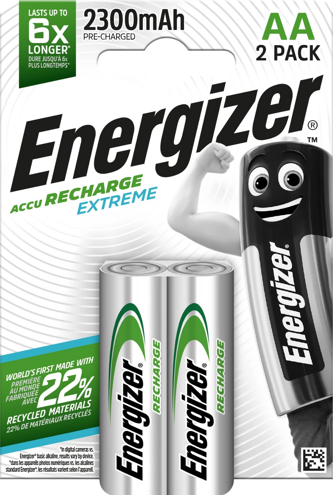 Energizer Rechargeable AA NiMH Rechargeable AA Battery, 2.3Ah, 1.2V