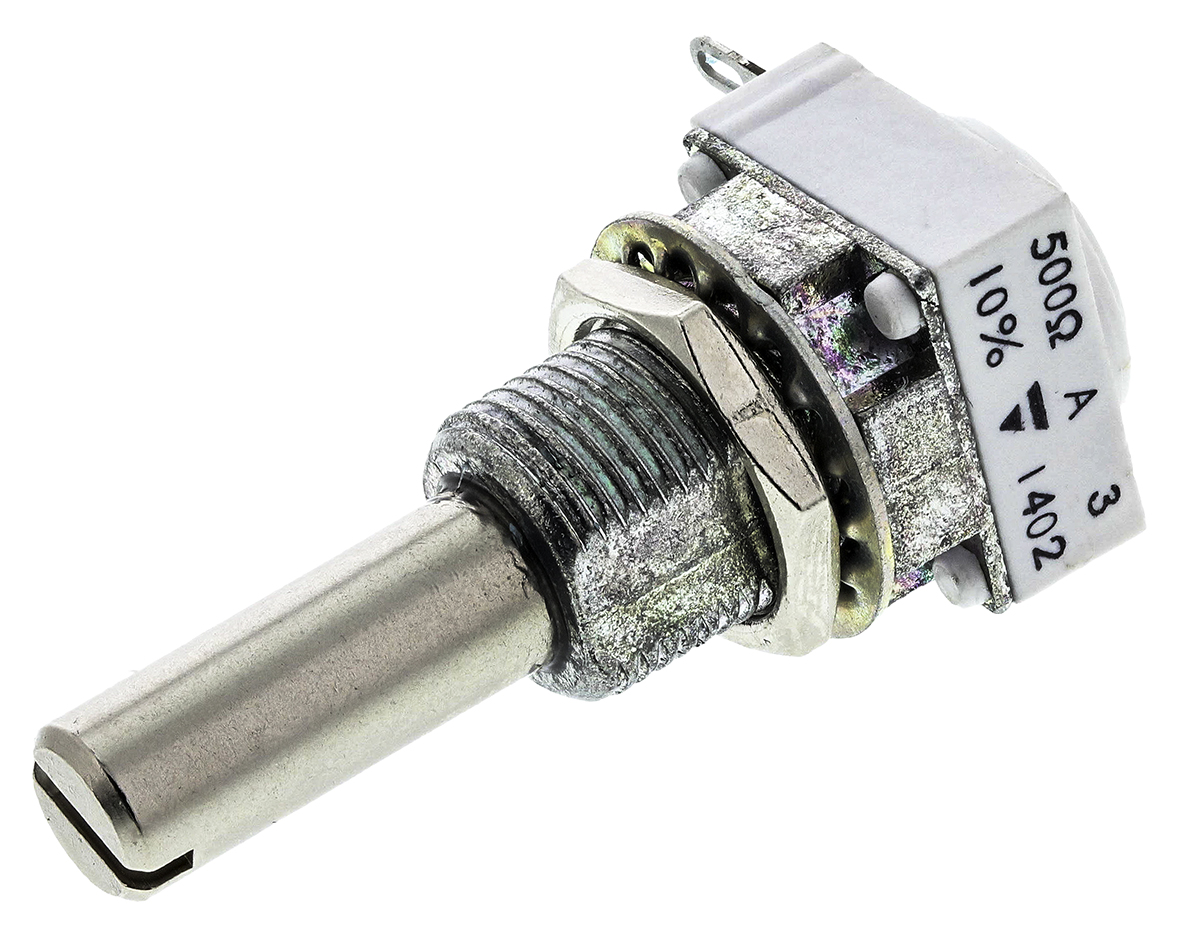 Vishay P11S 500Ω Rotary Potentiometer 1-Gang Panel Mount, P11S1V0FLSY00501KA