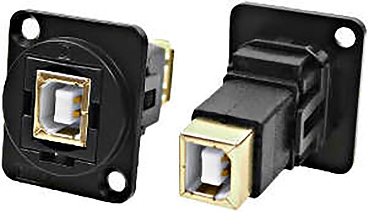 RS PRO Straight, Panel Mount, Socket to Socket- Single Port Type B to B 2.0 IP40 Feedthrough USB Connector