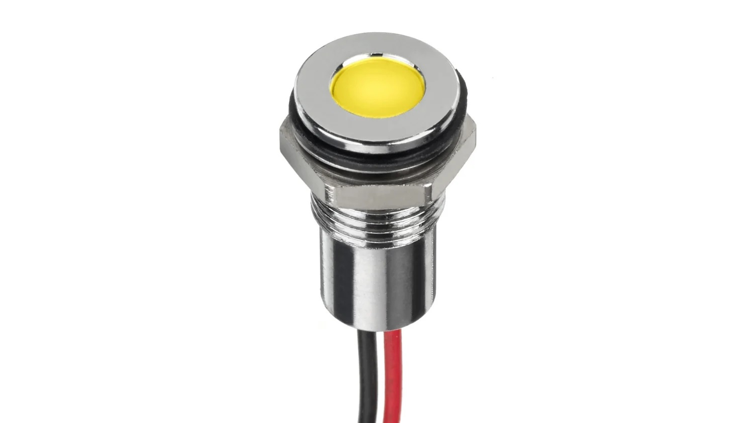 RS PRO Hyper Yellow Panel Mount Indicator, 12V dc, 8mm Mounting Hole Size, Lead Wires Termination, IP67