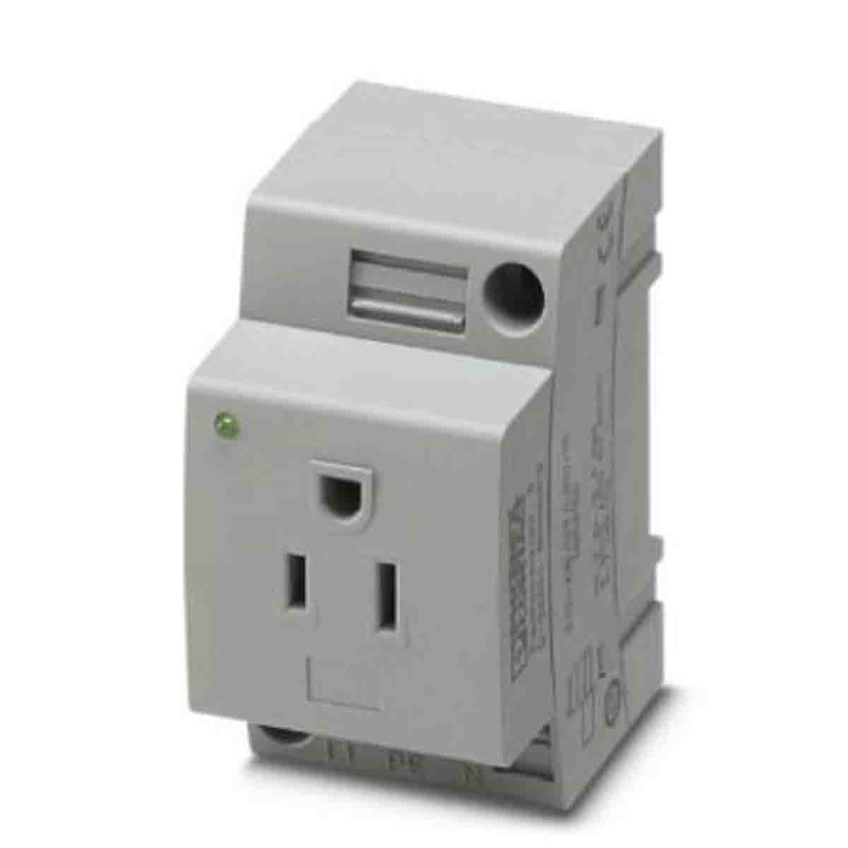 Phoenix Contact USA Mains Sockets, 15A, DIN Rail, 125 V