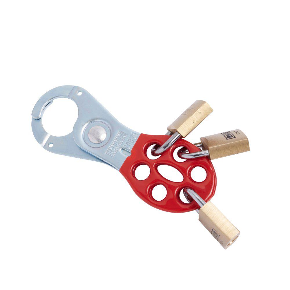 Kasp Red, Silver 1-Lock Steel Hasp Lockout, 25mm Shackle
