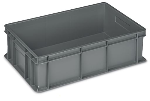 RS PRO 32L Grey Plastic, Polypropylene Medium Storage Box, 170mm x 400mm x 600mm