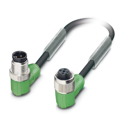 Phoenix Contact Male 4 way Angled Plug M12 to Female 4 way Angled Socket M12 Sensor Actuator Cable, 0.3 m