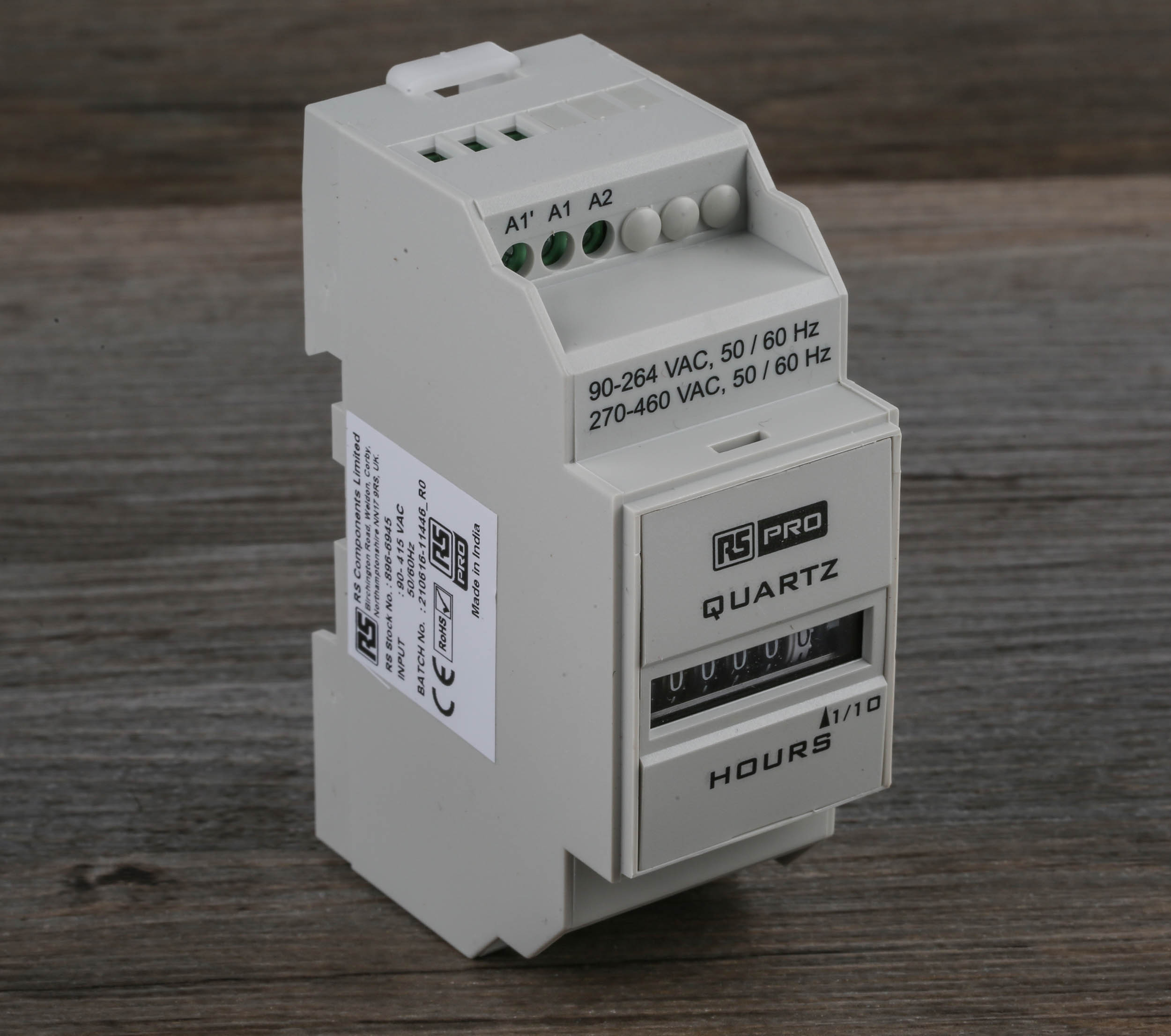 RS PRO Hour Meter, 6 Digit Analogue, 50Hz, 270 → 460 V ac, 90 → 264 V ac