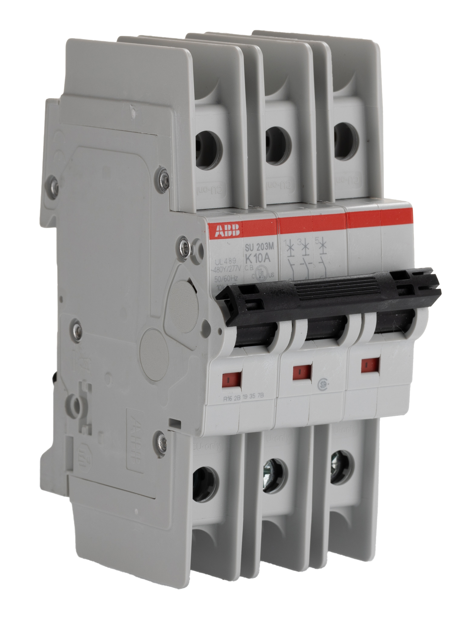 ABB System Pro M Compact SU200M MCB, 3P, 10A Curve K, 400V AC, 400V DC, 15 kA Breaking Capacity