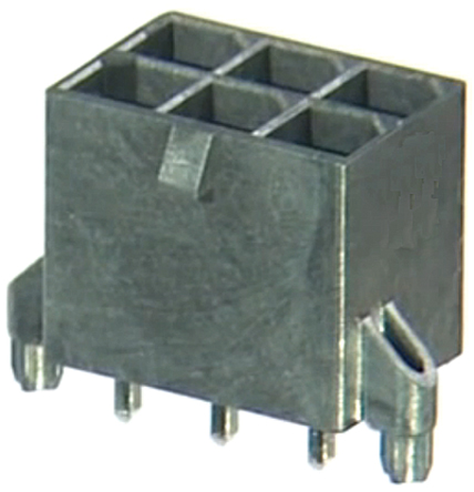 Molex Mega-Fit Series Straight Through Hole PCB Header, 8 Contact(s), 5.7 mm Pitch, 2 Row, Shrouded
