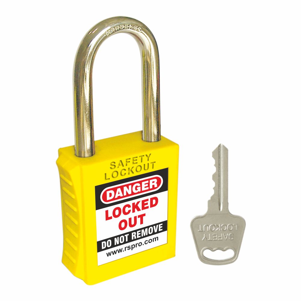 RS PRO Yellow 1-Lock ABS, Steel Safety Padlocks, 6mm Shackle, 46mm Attachment