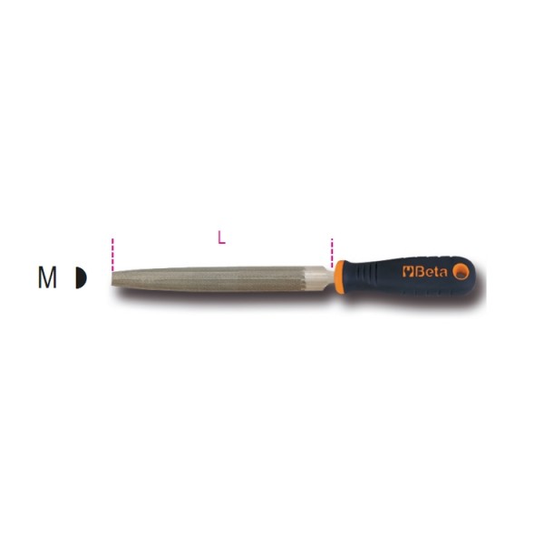 BETA 200mm, Smooth, Half Round Engineers File With Soft-Grip Handle