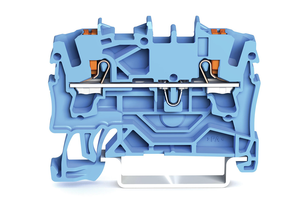 Wago TOPJOB S, 2202 Series Blue Feed Through Terminal Block, 2.5mm², Single-Level, Push-In Cage Clamp Termination,