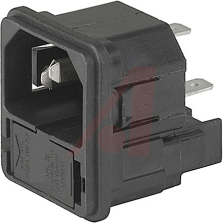 Schurter C14 Snap-In IEC Connector Male, 10A, 250 V, Fuse Size 5 x 20mm
