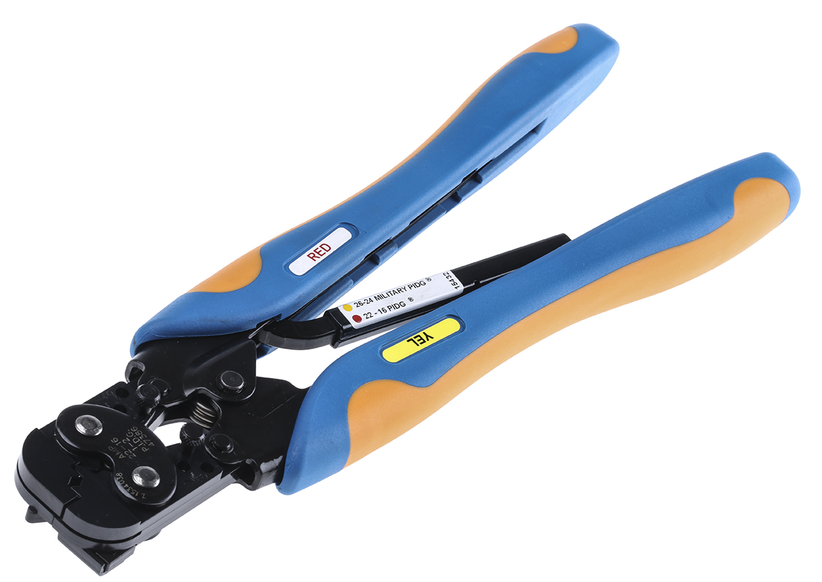 TE Connectivity CERTI-CRIMP Hand Ratcheting Crimp Tool for PIDG Splices, PIDG Terminals, Plasti-Grip Terminals, 0.3