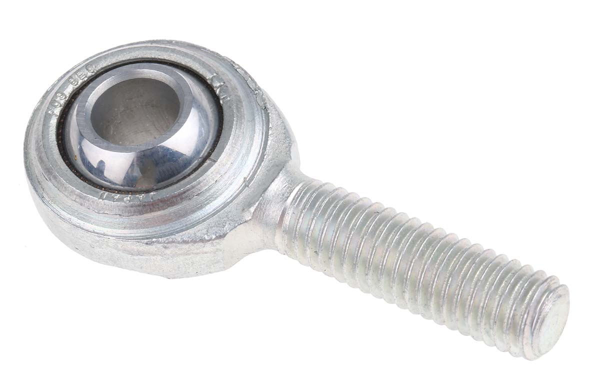 RS PRO M8 x 1.25 Male Steel Rod End, 8mm Bore, 53mm Long, Metric Thread Standard, Male Connection Gender