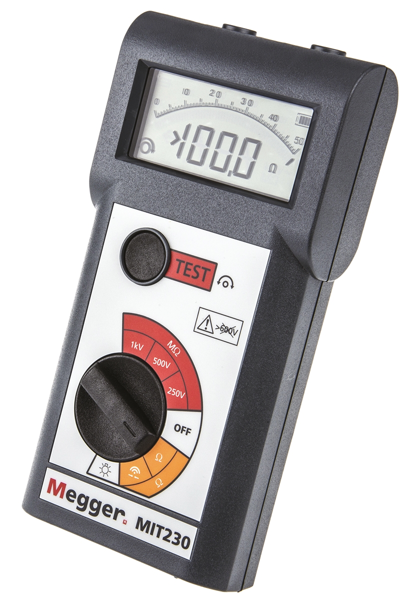 Megger MIT230 Insulation & Continuity Tester, 250V Min, 1000V dc Max, 999MΩ Max, CAT III 300V