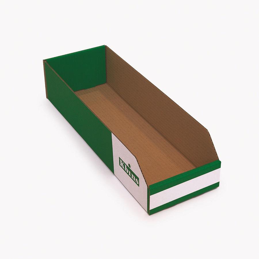 Kbins Cardboard Recycle Bin, 450mm x 150mm x 100mm, Green, White