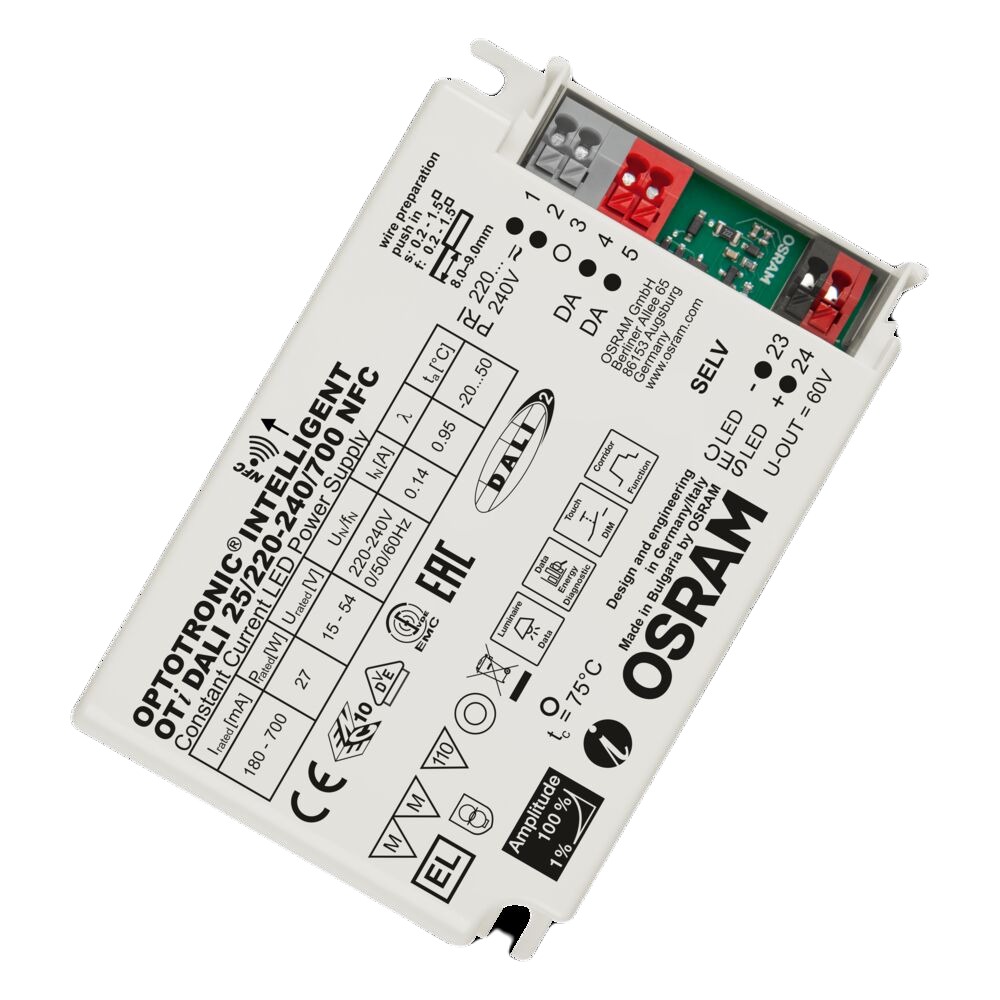 Osram Dimmable LED Driver, 15 → 54V Output, 27W Output, 700mA Output, Constant Current Dimmable