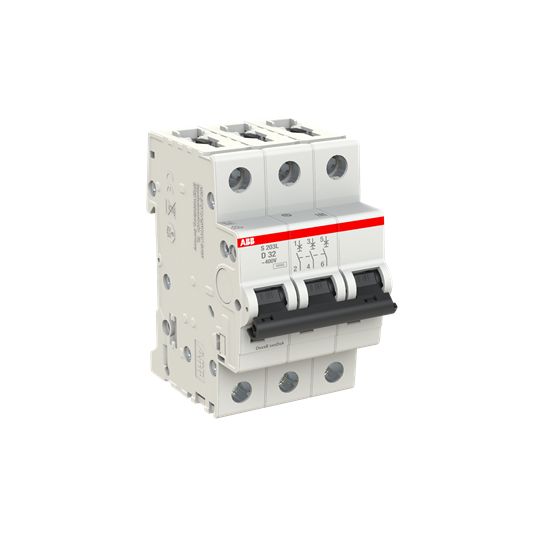 ABB S203L MCB, 3P, 32A Curve D, 400V AC, 6 kA Breaking Capacity