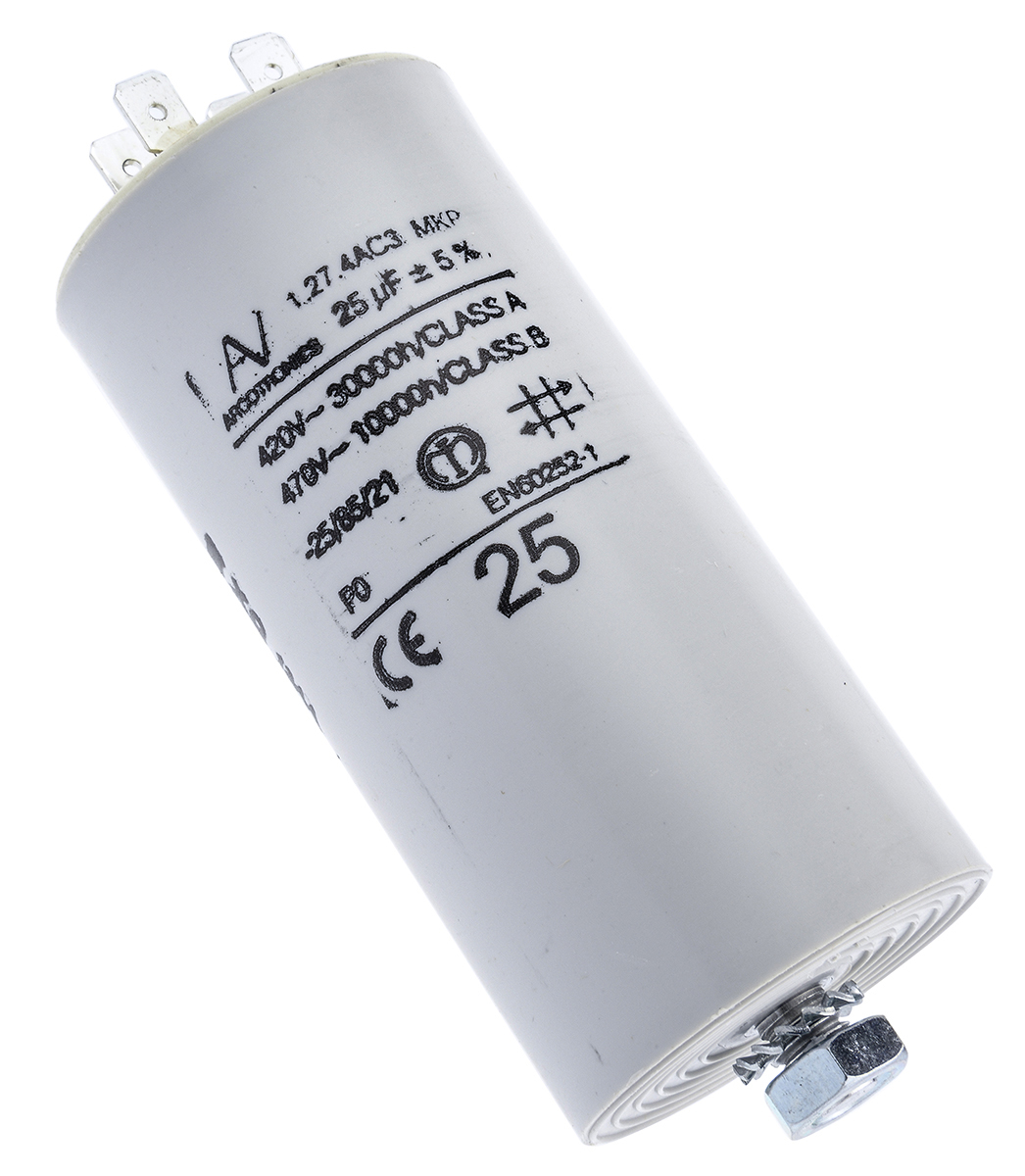 KEMET C27 Metallised Polypropylene Film Capacitor, 470V ac, ±5%, 25μF, Chassis Mount