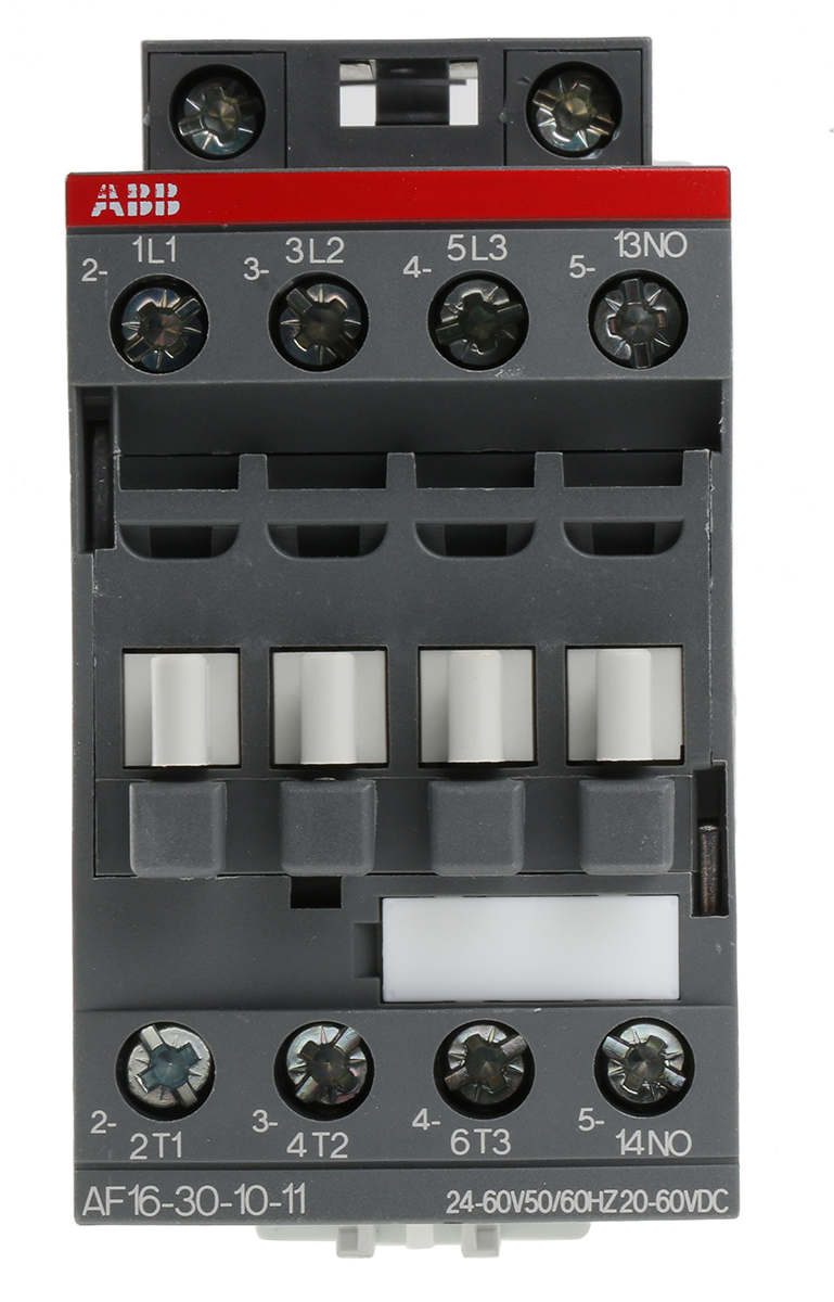 ABB AF16 Contactor, 24 V Coil, 3-Pole, 30 A, 7.5 kW 60 V, 3 NO, 690V