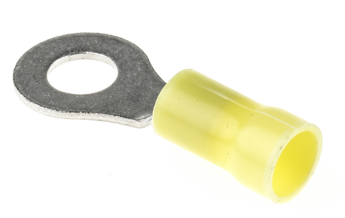 TE Connectivity, PLASTI-GRIP Insulated Ring Terminal, M6 Stud Size, 2.6mm² to 6.6mm² Wire Size, Yellow