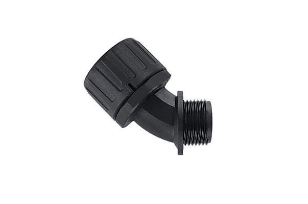 HellermannTyton 45° Elbow, Cable Conduit Fitting, 42mm Nominal Size, M50, Polyamide 6.6 (PA66), Black IP66 rating