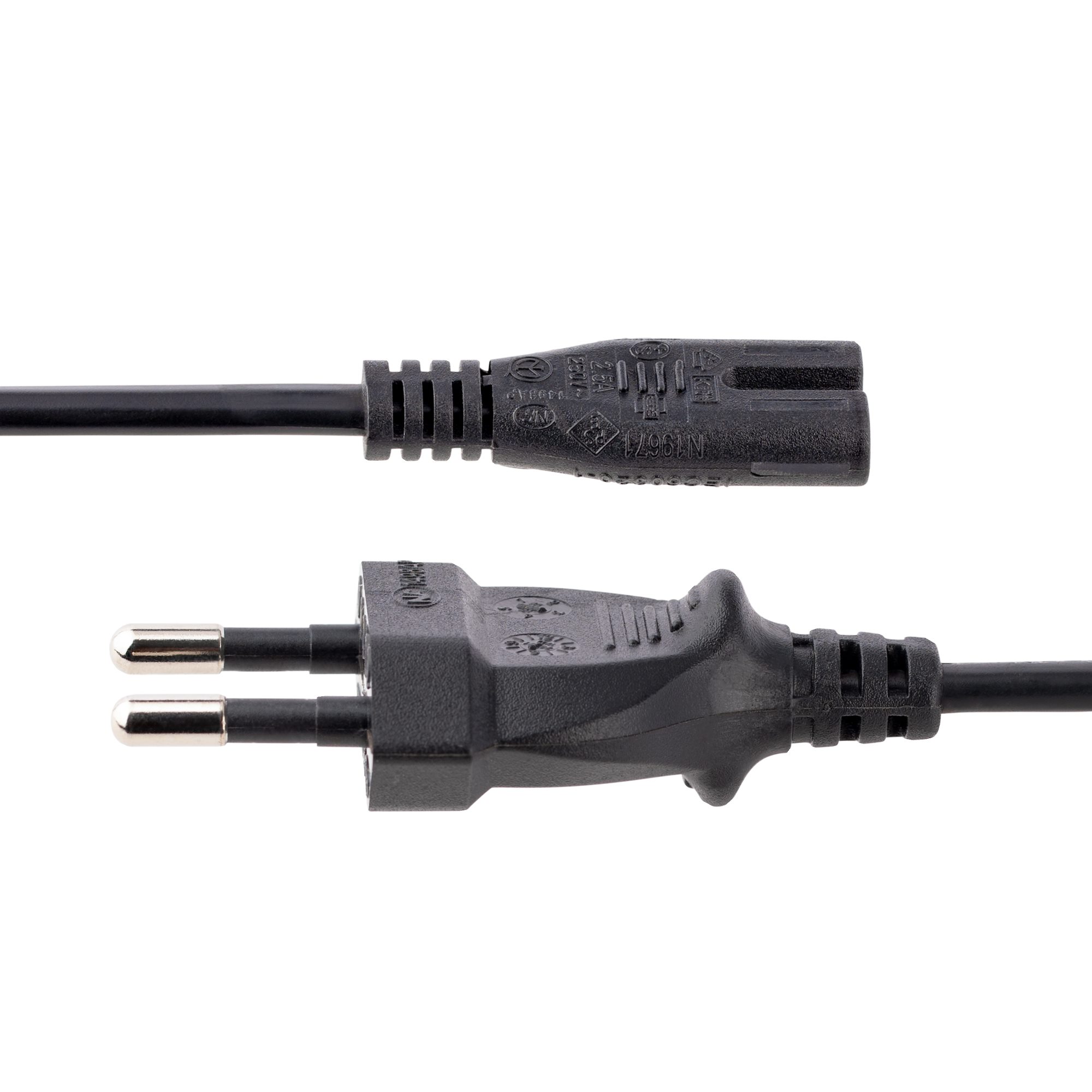 StarTech.com Straight CEE 7/16 Plug to Straight IEC C7 Socket Power Cord, 1m