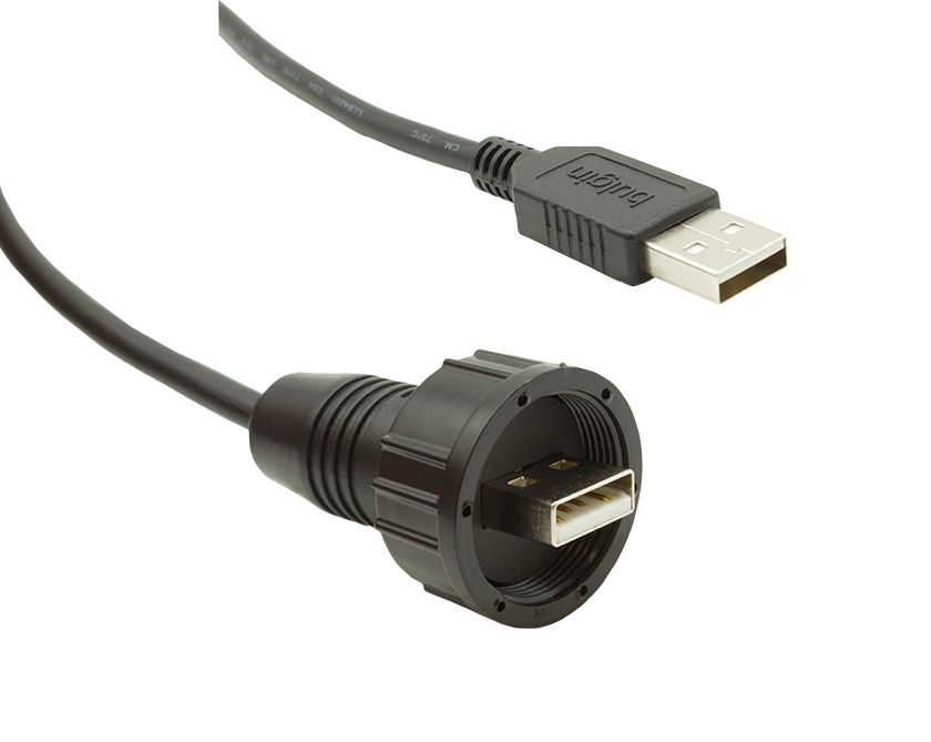 Bulgin USB 2.0, Male USB A to Male USB A, 0.5m