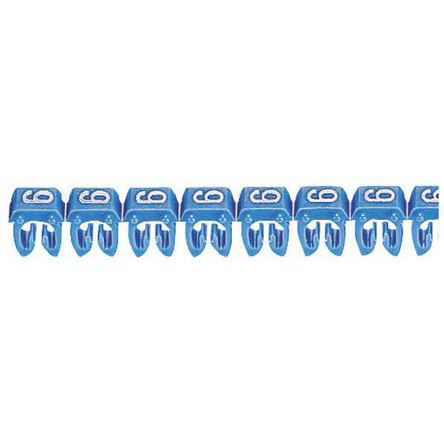 Legrand CAB 3 Clip On Cable Markers, Blue, Pre-printed "6", 0.15 → 0.5mm Cable, 0 381 06