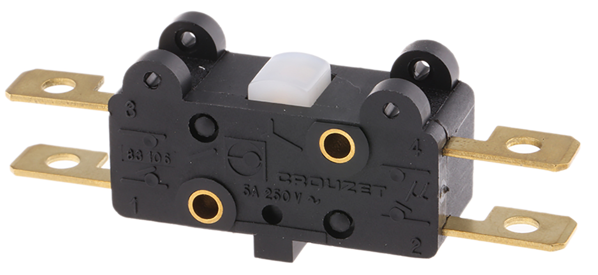 Crouzet Plunger Limit Switch, NO/NC, SPDT, Polyamide Housing, 250V ac Max, 17.5A Max