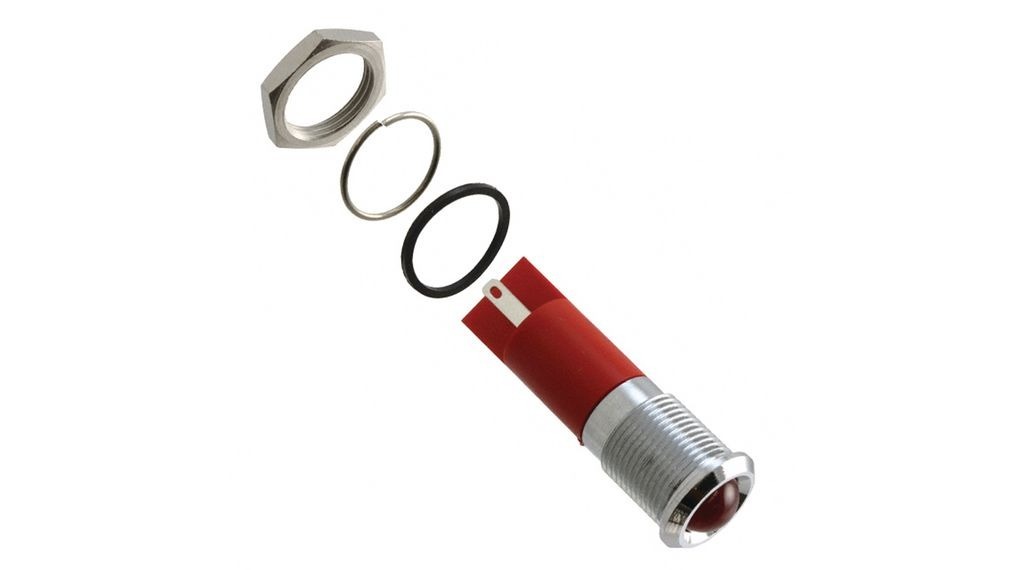APEM Q14 Series Red Panel Mount Indicator, 12V dc, 14mm Mounting Hole Size, Faston, Solder Lug Termination, IP67