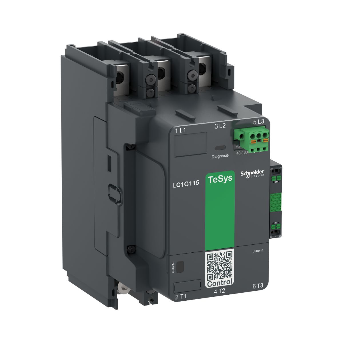 Schneider Electric TeSys F LC1G115 Contactor, 100 → 250 V ac/dc Coil, 3-Pole, 115 A, 1 NO + 1 NC