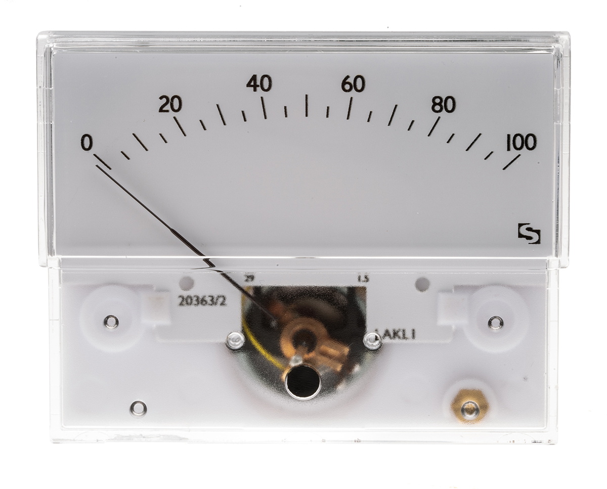 Sifam Tinsley Analogue Panel Ammeter 100μA DC, 32.3mm x 73.7mm, ±1.5 % Moving Coil